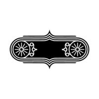 Decorative Sign with Vintage Wheel Motif, Black and White vector