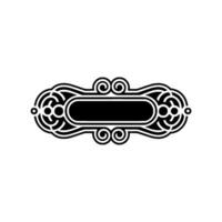 Elegant Decorative Rectangular Frame with Swirls and Circles, Black White vector