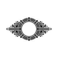 Deco Frame Art Deco Circle Emblem, Black White vector