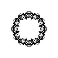 Minimalist Rose Circle Frame, Black and White, Geometric vector