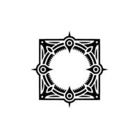 Geometric Ornamental Frame with Circle, Black and White vector