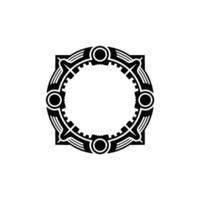 Art Deco Circular Frame, Geometric Black White Element vector