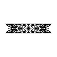 Minimalist Floral Border, Black White, Decorative Element vector
