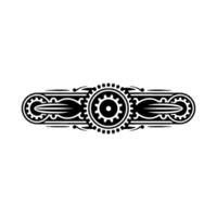Steampunk Gear Border Ornament, Black on White Background vector