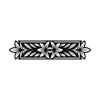 Floral Border Ornament Elegant Black and White Element vector
