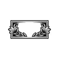 Elegant Floral Frame, Black and White, Minimalist vector