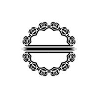 Elegant Floral Frame in Black White, Minimalist vector