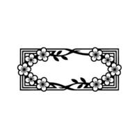 Elegant Floral Frame Illustration Black and White - Floral frame vector