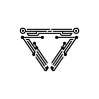 Abstract Circuit Board Triangle on White vector