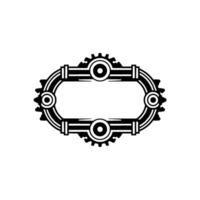 Steampunk Oval Frame Geometric Gears Piping, Minimalist vector