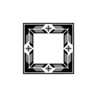 Geometric Winter Frame, Black White Snowflake vector