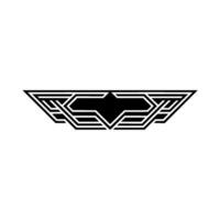 Abstract Geometric Wing, Black and White, Modern vector