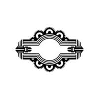 Art Deco Mechanical Ornament Frame on White Background vector