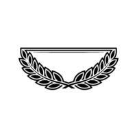 Minimalist Laurel Wreath Frame Black White Element vector