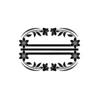 Elegant Floral Frame with Stripes Monochrome vector