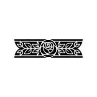 Elegant Black Rose and Leaf Border Element vector