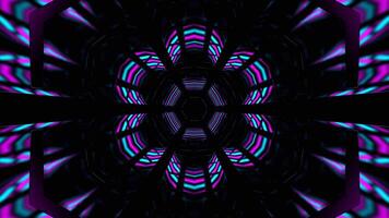 ciano e Rosa hexagonal néon espelhado túnel fundo vj ciclo dentro 4k video