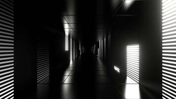 White Neon Light Futuristic Dark Tunnel Background VJ Loop in 4K video