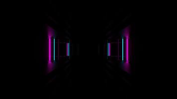 Rosa e ciano néon lado luzes dentro corredor fundo vj ciclo dentro 4k video