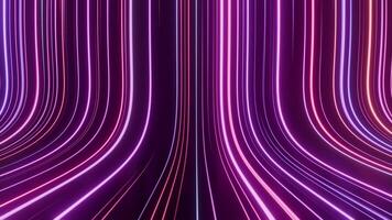 Abstract Neon Lines Rain Animation. Glowing Lines Moving Top to Bottom. 4K video