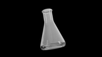 Conical Flask Rotating on a Transparent Background. Seamless Loop. Erlenmeyer Flask. 4K video