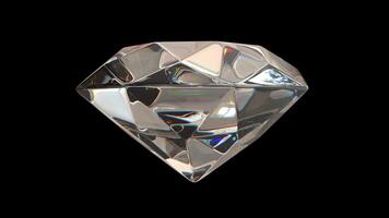 Shiny Diamond Crystal Rotating on a Transparent Background. Seamless Loop. 4K video