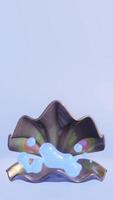 Summer 3D vertical backgrounds loop animation shell pearl bubbles oyster sale discount mockup banner social media advertise poster beach ocean 1970s blue iridescent tropical core vibe greeting card video