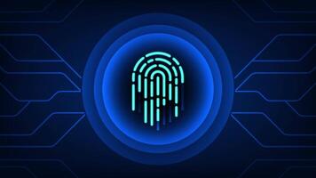 Futuristic Biometric Fingerprint Scanner Interface Glowing Digital Circles Cybersecurity Authentication Technology Design video