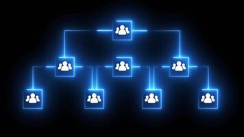Global networking team work neon line animation isolated on black background video