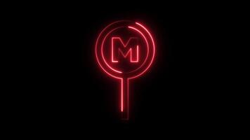 Metro Text neon line animation isolated on black background video