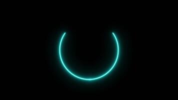 Glowing neon circle frame icon animation isolated on black background video