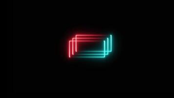 Rectangle frames with Light Lines Moving animation isolated on black background video