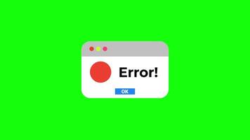 Error Message Pop up Animation on Green Screen video