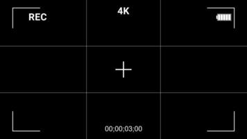 Camera viewfinder overlay, camera recording on a black background video
