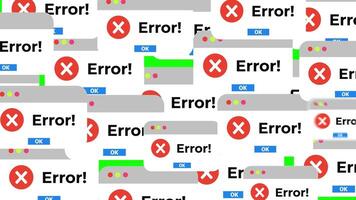 Multiple Error Popup Window Animation with Red Cross Icon and OK Button on Green Screen video