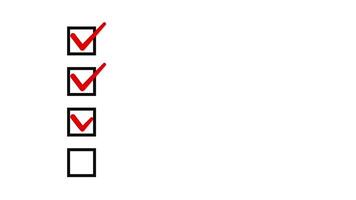 Checklist Animation with Red Tick Marks in Multiple Boxes on White Background video