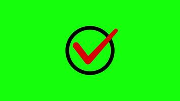 Red Check Mark with Circle Animation on Green Screen video