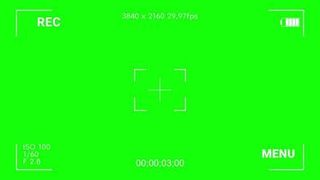 Animated 4K Camera Viewfinder Display Green Screen, Professional Recording UI video
