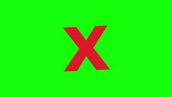 Red cross symbol. Wrong sign red cross icon. Animation x mark wiggle on green screen video
