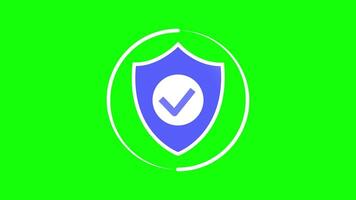 Animated Security Shield with Checkmark Green Screen video