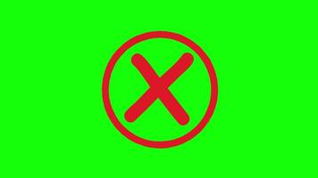 Red X Mark in Circle Green Screen Animation - Chroma Key Denied Prohibition Symbol video