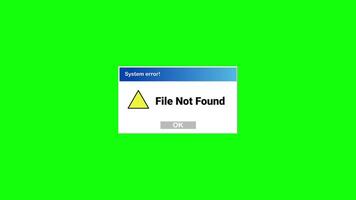 Error File Not Found Green Screen, Warning Pop up Overlay video
