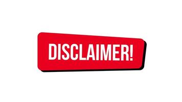 Animated Red Disclaimer Banner Clean Warning Message Title video