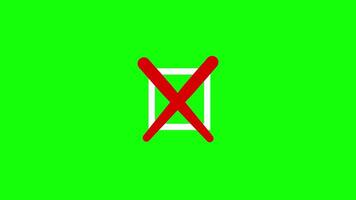 Red Cross Mark Animation in Checkbox on Green Screen for Error, Decline, or Rejected Notification Visual video