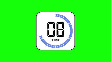 10 Seconds Digital Countdown Timer on Green Screen Suitable for Quiz Shows, Game Intros, and Fitness Videos