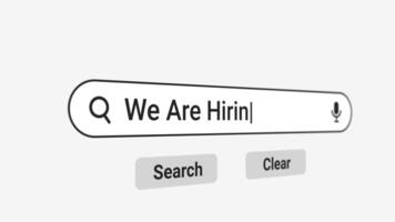 Animated We Are Hiring Search Bar, Online Recruitment Searching on internet search browser video