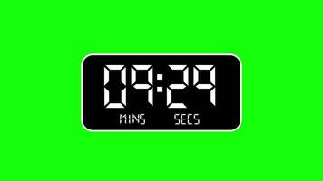 Digital Timer Countdown 10 Minutes on Green Screen Perfect for Sports, Fitness, or Online Classes video