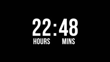 Animated 24 Hour Countdown Timer Digital Clock or Deadline Display on Black Background video