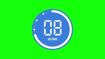 10 Seconds Countdown Timer with Blue Circle on Green Screen Perfect for Intros, Challenges, or Games video