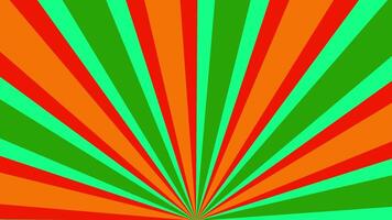 Retro Comic Sunburst Explosion Background with Green, Orange, and Red Rays video